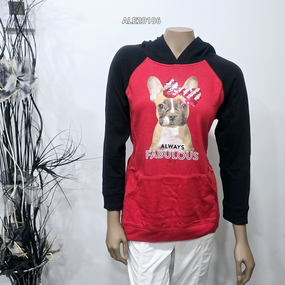 Justice Red and Black Dog Hoodie
